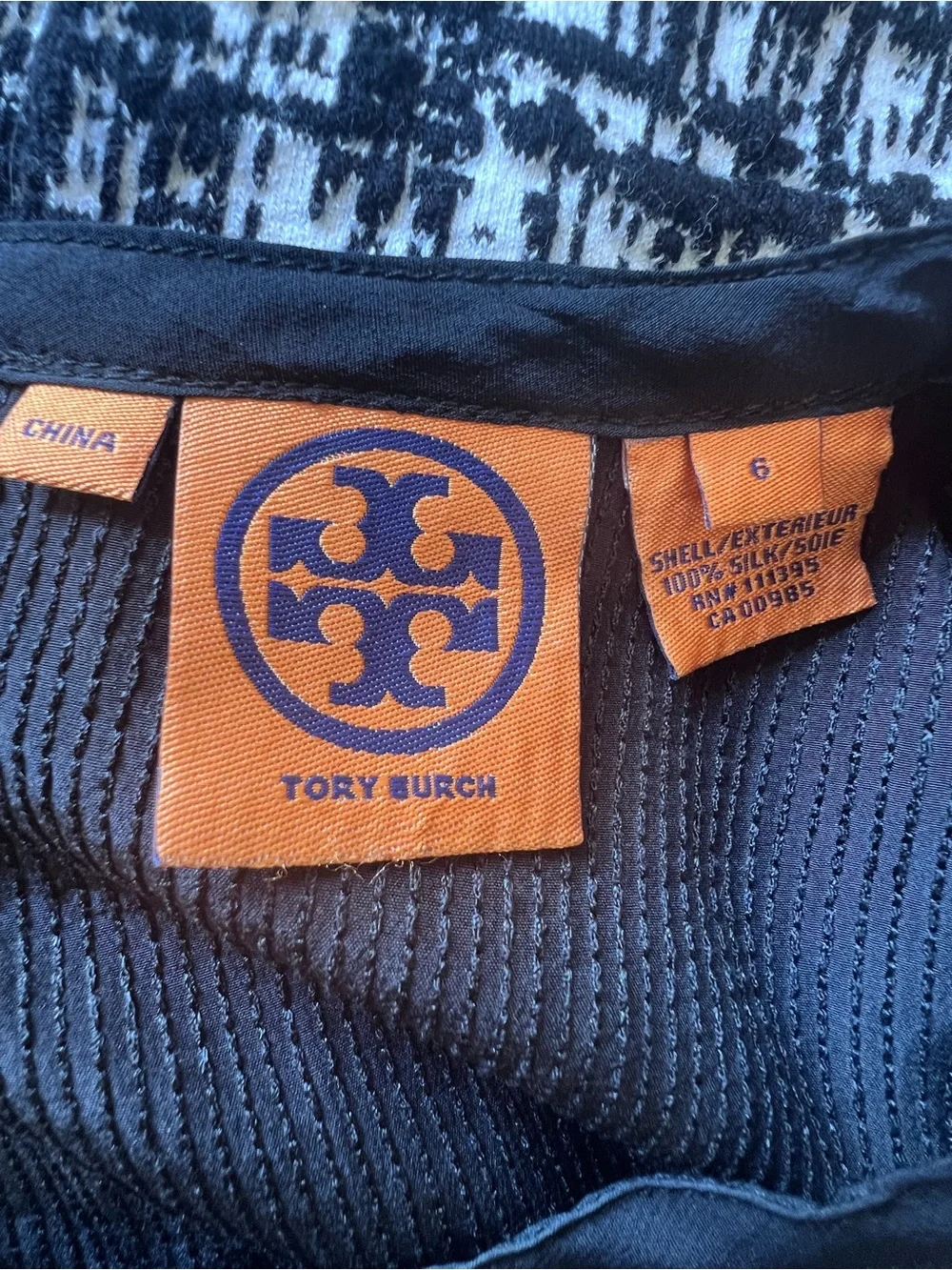 Tory Burch Black Top with Orange Logo Tag